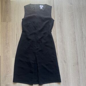 LOFT Black Sleeveless lined Midi Sheath Dress career lbd sz 2